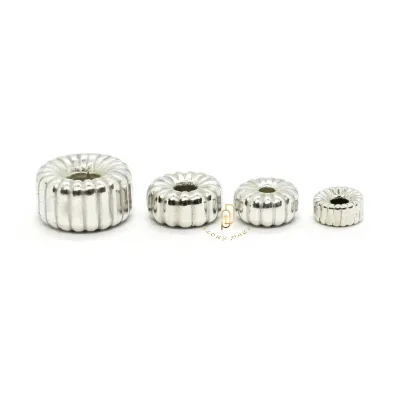GP 925 Sterling Silver Corrugated Rondelle Carved Beads for Jewelry Making Wholesales
