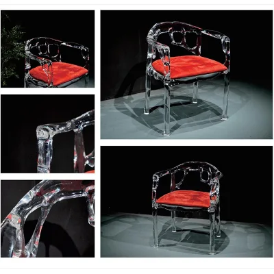 Light-Luxury Creative American Style Transparent Leaf Acrylic Dining Chair Hollow Simple Special-Shaped Design for