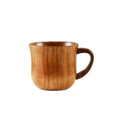 New Arrival Wooden Tea Cup Jujube-Wood Coffee Unique Wood Grain Texture Mug Desk Cup With Handle