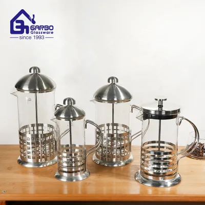 Different Size High Borosilicate Glass French Press Coffee Maker Heat Resistant Durable 304SS Filter French Press Coffee Pot
