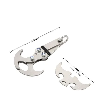 Jukaiwtec SCPJ87 2-in-1 Pocket Size Stainless Steel Folding Survival Rock Climbing Grappling Hook