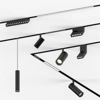 Modern Ceiling Embedded Dimmable Anti Glare Track Light Ultra-thin Magnetic Track Light Grid Folding Light