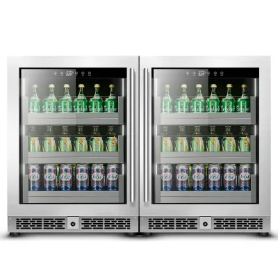 Customizable Single Zone Glass Door Home Bar Refrigerator Digital Temperature Built-In Undercounter Beverage Double-Temperature