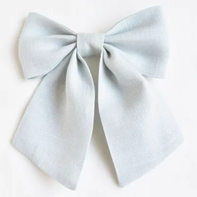 Solid Color Big Size Linen Bow Hairpin Unisex Hair Accessories European & American Style Pearl Summer Spring Hair Bow Ties Clips