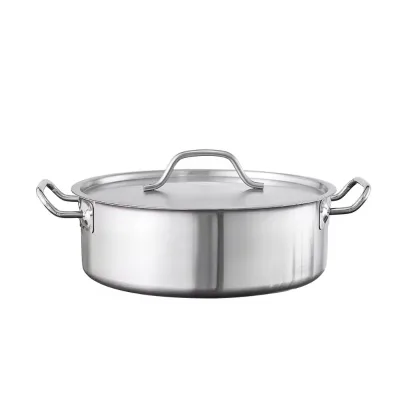 Commercial 6QT Composite Stainless Steel Stock Pot Large Induction Saucepan Classic Design for Home Electric Use Includes Cover