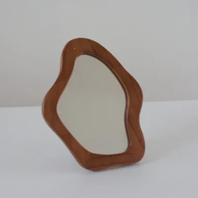 New Arrival Irregular Wooden Framed Art Mirror, HD Wall Decor Mirror for Living Room Bedroom
