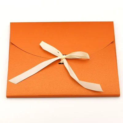 19*24cm Copper Color Recyclable Wholesale Silk Scarf Packaging Envelope Custom logo Folding Paper Packing Envelopes with Ribbon