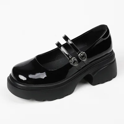 Customized Double Buckle Mary Jane Shoes Women 2024 Summer New High Heels Thick Bottom Shoes for Women New Styles School Shoes