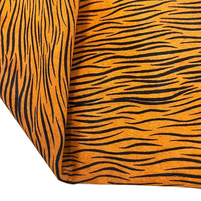Orange Toothpick Pattern Horse Hair Leather 100% Genuine Leather Vintage Style Wrinkle Resistant for Home Decor & Craft