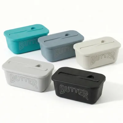 Modern Style PP Plastic Butter Dish With Lid Knife For Kitchen Storage Cheese Dish Refrigerator Usage