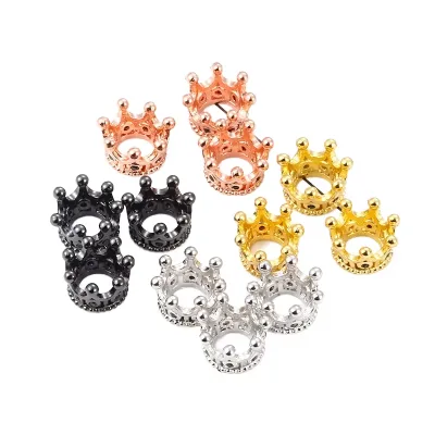 Handmade DIY Micro Paved CZ Cubic Zirconia Crown Spacer Beads New Jewelry Making Charm Connector with Diamond Main Stone