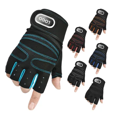 Men Women Heavyweight Sport Training Non-Slip Palm Padded Wristband Half Finger Gym Gloves