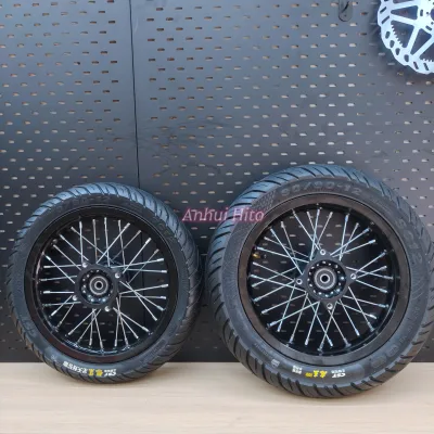 Fit Yozma Electric Dirt Bike 12" Supermoto Conversion Wheel Set Aluminum Rims With 70/90-12 90/90-12 Street Tires