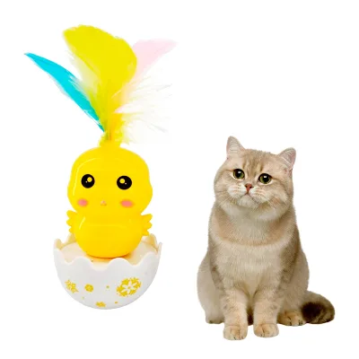Eco-Friendly Little Yellow Chicken Cat Toy Modern Tumbler Self-Exalted Bore-Reli