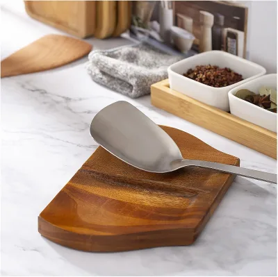 Acacia Spoon Rest, Double Spoon Rest Handmade Wooden Spoon Rest for Kitchen, Wooden Spoon Holder for Kitchen Counter
