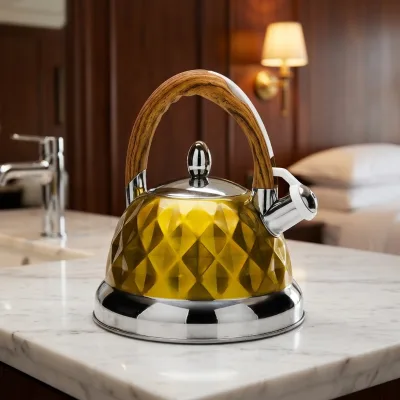 2.5L Stainless Steel Tea Kettle with Whistling Lid Stove Top Carafe Large Capacity Coffee Gift Business Use Silicone Material