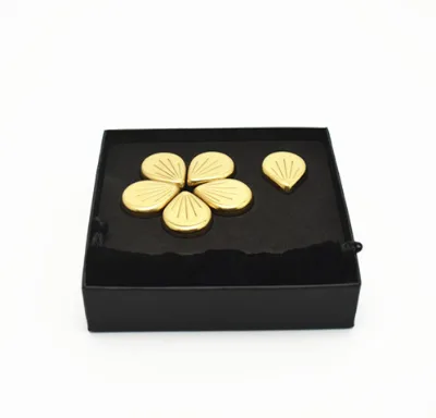 Ice Gift Set Wine Beer Chilling 6PCS Flower Petal Shaped Gold Stainless Steel Ice Cubes Cubes