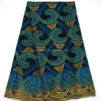 African Cotton Dry Lace Embroidery Lace Fabric Cotton Tulle Lace With Breads HY0296