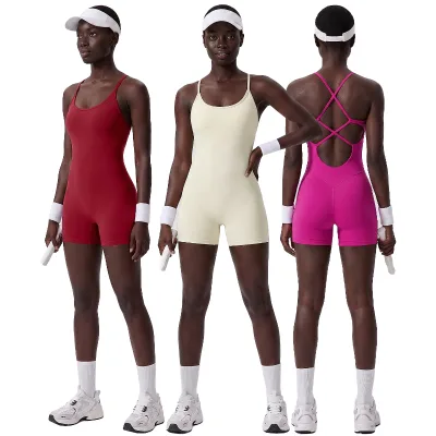Factory Directly Sale Women Gym Wears Fitness 2 Straps Bra Workout Top Female Tight Shorts 2-piece Yoga Set