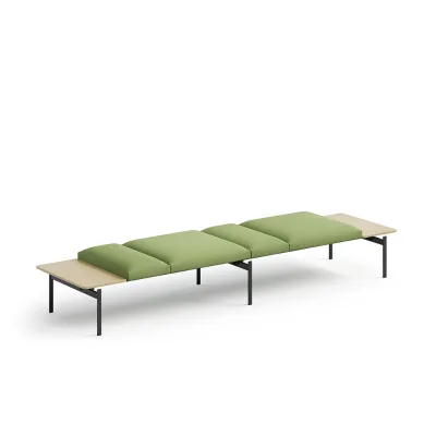 Wholesale Modern European Style Modular Round Ottoman Fabric Upholstered Wooden Frame Soft Stool for Hotel Lobby Public Area