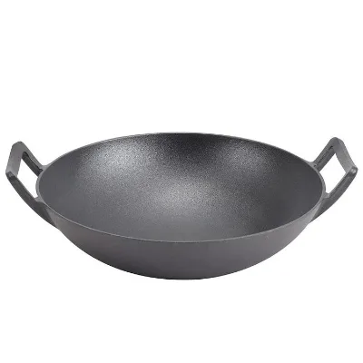 Traditional Cast Iron Wok Non-stick Double Handle Chinese Cast Iron Wok