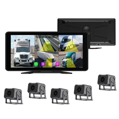 Advanced 5 Camera Truck Recorder with Touch Screen Monitor AHD Blind Spot Warning for Engineering Rescue Fleet Management