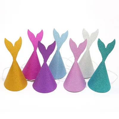 Fashionable Creative Fluorescent Gold Onion Paper Hat Cartoon Mermaid Party Toy for Birthday & Photo Booth Props