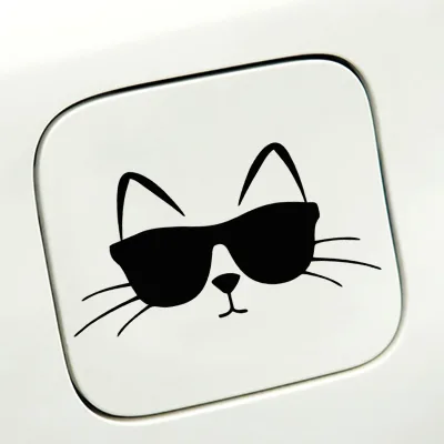 Cool Cat Sunglasses Car Sticker Adorable Cat Custom Creative Fuel Tank Cover Decals for Windows, Body, and Bumper