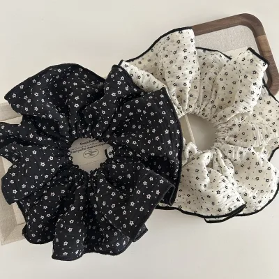 High-Grade Oversize Fabric Floral Large Size Intestine Hairband Rope Temperament Polka Star Lock Edge Hair Scrunchies