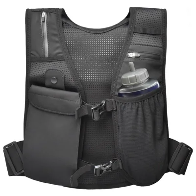 Adjustable Nylon Running Vest with Reflective Zip Breathable Material Fashionable Chest Pack Gear Phone Holder