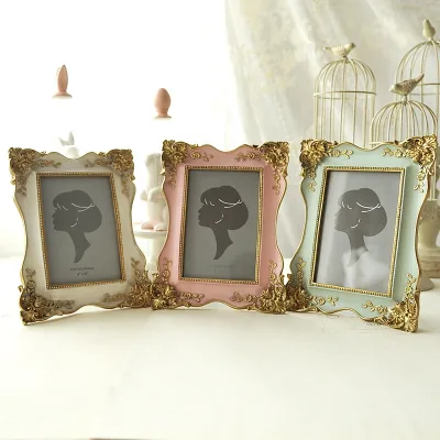 Embossed Photo Frame Creative Table Home Decoration European Classical Painted Resin Photo Frame