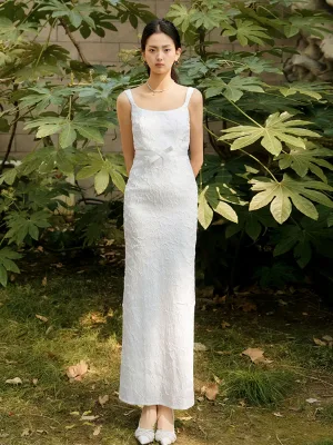 Sleeplate French Gentle Sling Bridal Floor-Length Spaghetti Strap Sheath Gown Bow Pleated Split Elegant Ladies Dress