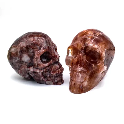 Wholesale Natural High Quality Red Fire Quartz Skulls Crystal Craft Polished Carvings Fire Quartz Skulls for Gift Decoration