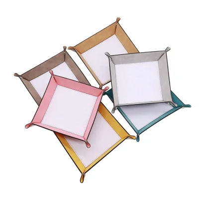 Wholesale Custom Storage 21*21cm Sublimation Colored PU Leather Trays for Jewelry