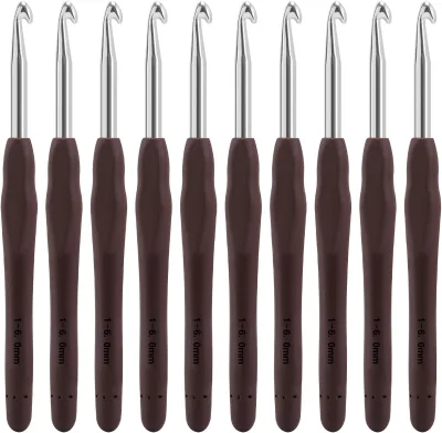 Fashionable Portable Hand Knitting Needles Set 4mm Crochet Hook No-Slip Soft Square Handle Bag for Carpets 2mm 3mm Thickness