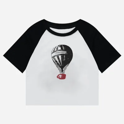 Raglan Sleeve OEM Logo Women Tshirt Fashion Y2K Crop Top Tshirt in Bulk