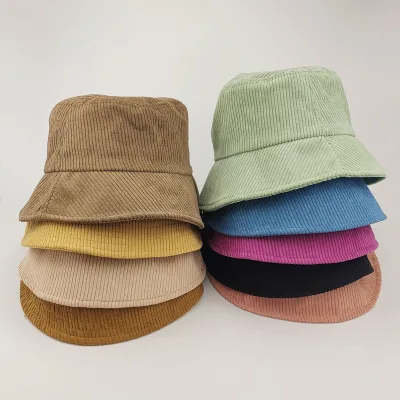 High Quality Cheep Price Corduroy Short Brim Custom Bucket Hat Simple Hot Sale Casual Bucket Hats for Women Men