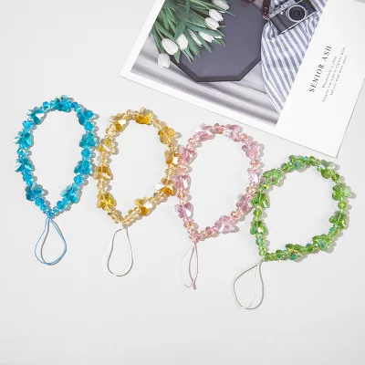 Crystal Butterfly Handbag Lanyard Wrist Straps Charm Straps Handmade String for Keychain Bag Hanging Accessories