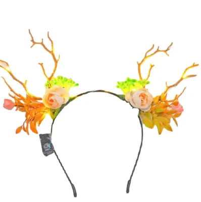 Joylit Hot Selling Sparkly LED Antler Headband Light up Creative Shaped Headbopper Luminous Headband for Christmas Party Favors