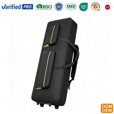 Custom 88-Key ABS Durable Keyboard Case Wheels Adjustable Shoulder Straps 10MM Padded Rolling Gig Bag 4 Accessory Pockets