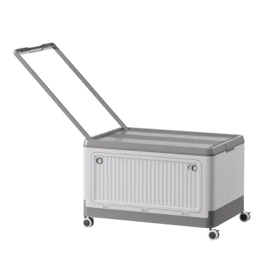 Collapsible Storage Box on Wheels Large Capacity Foldable Storage Container Pull Rod Handle