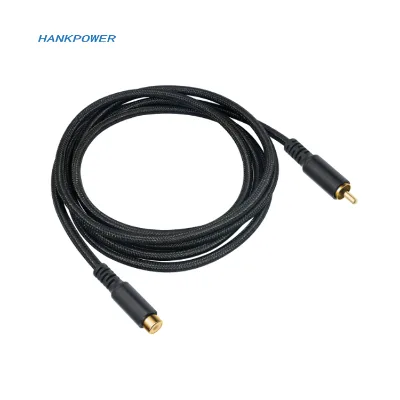 Aluminum Alloy Shell Gold Plated Connector Dual Shielded RCA Cable Nylon RCA Male to Female Extension Audio Cable