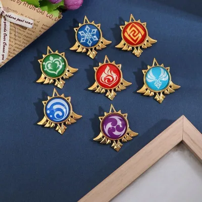 Wowei Genshin Impact Pin Genshin Impact Geo Electro Pyro Dendro Hydro Cryo Anemo Character Cosplay Costume Brooch
