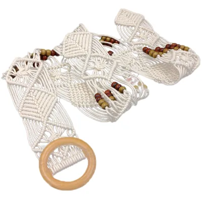Ladies Wide Waist Wax Rope Retro Style Woven Belt Dress Decorated  With Women Belt