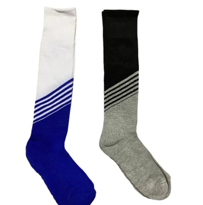 Factory Direct Polyester Soccer Socks Gradient Two Color Top Bottom Soft Breathable Adult Football Socks for Training Match
