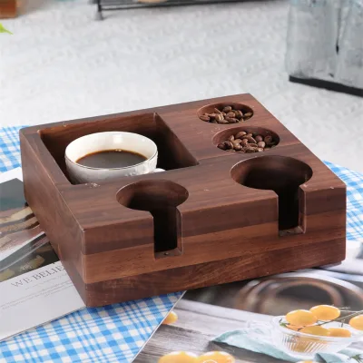 New Design Solid Wood Spring Design Detachable Box Coffee Tamper Station Tamper Holder Coffee Knock Box