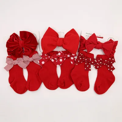 2026 Newborn One-month/100-day Photo Baby Sock and Hat Set PropChildren Christmas Headwear and Socks Set