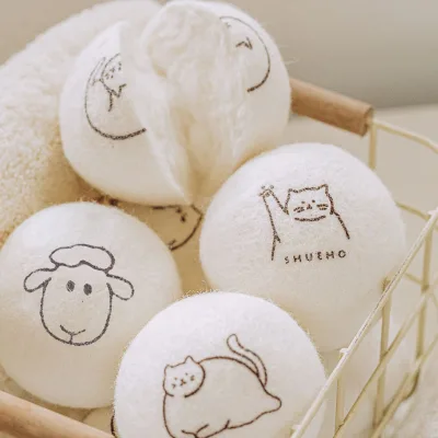 Wool Dryer Ball/ Felt Laundry Dryer Ball/ Hot Sale Eco Natural White Wool Dryer Ball 6 Pack