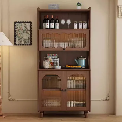 Retro Home Solid Wood Sideboard with Practical Multi-layer Storage Kitchen Cabinet for Living Room