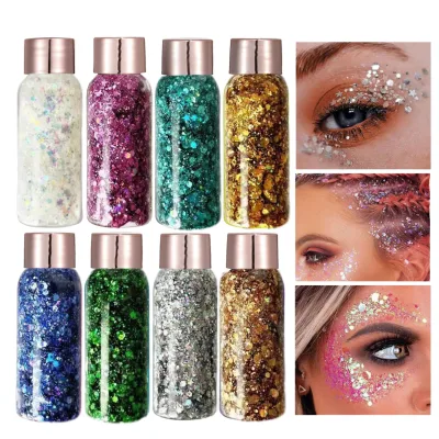Wholesale 9 Colors Holographic Non-Toxic Shiny High Gloss Face Hair Nail Eye Glitters Cosmetic Makeup Glitter Body Glitter Gel